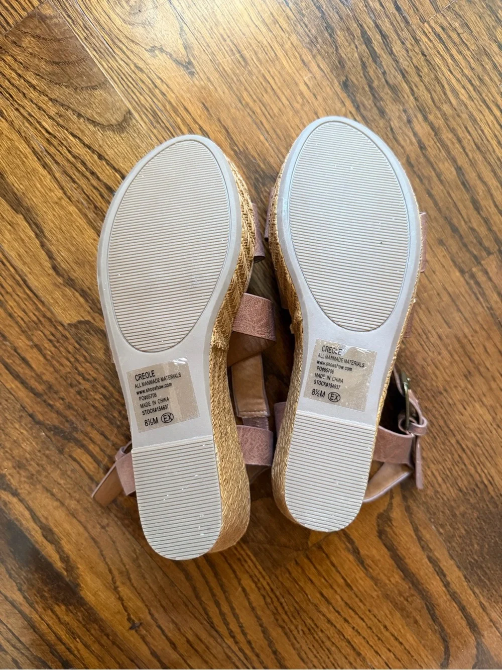 Braided Espadrille Wedges in Tan with Buckle Strap